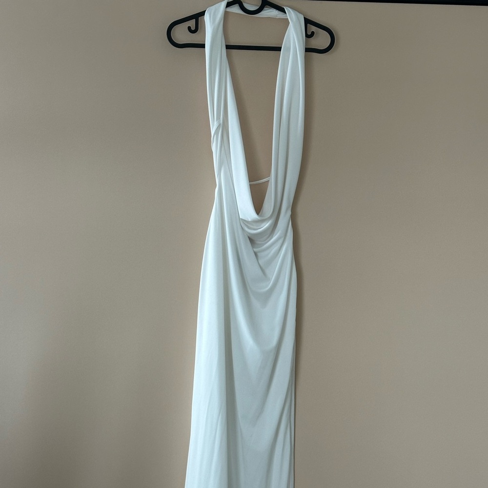 ZARA Elegant White Draped Women's Dress
